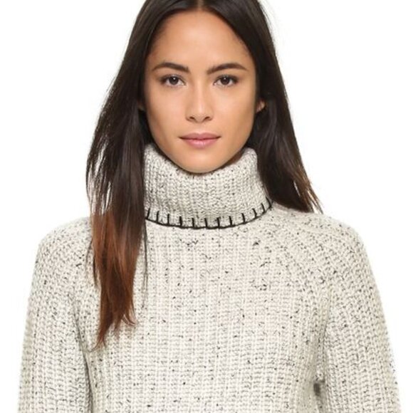 Club Monaco 100% Cashmere AMORAY Sweater Blanket Stitch Turtleneck SMALL - Picture 1 of 11